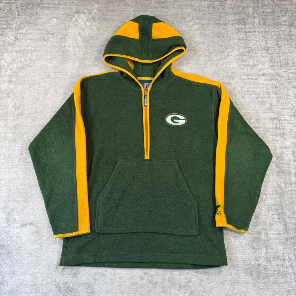 Green Bay Packers Hoodie Women Medium Green Vtg Quarter Zip Fleece NFL Starter